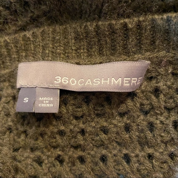 360 Cashmere Army Olive Open Weave Long Sweater Size S - Picture 5 of 5